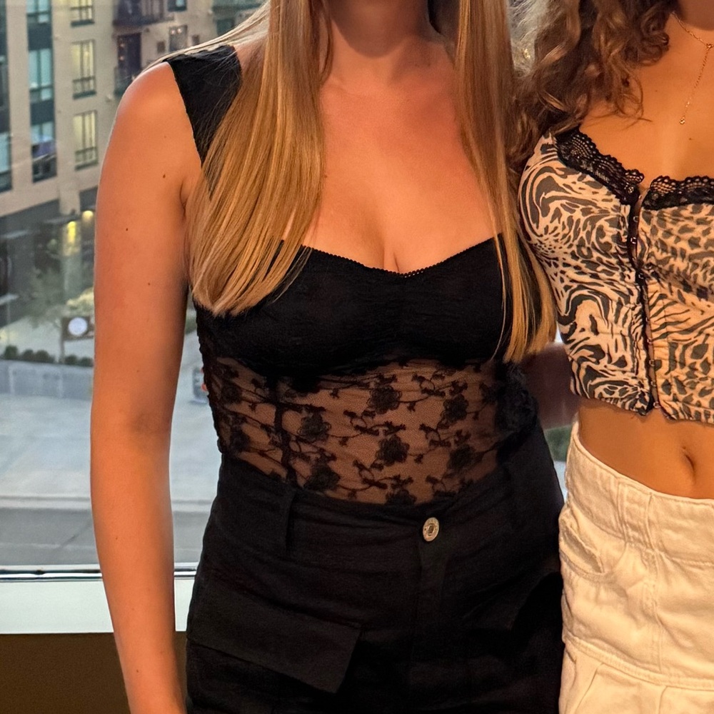 Urban Outfitters Kimchi Blue Black Lace Tank Top